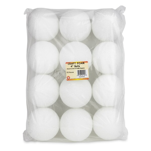 Hygloss Products Craft Foam Balls, 4 Inch, White, 12PK 51104 - main